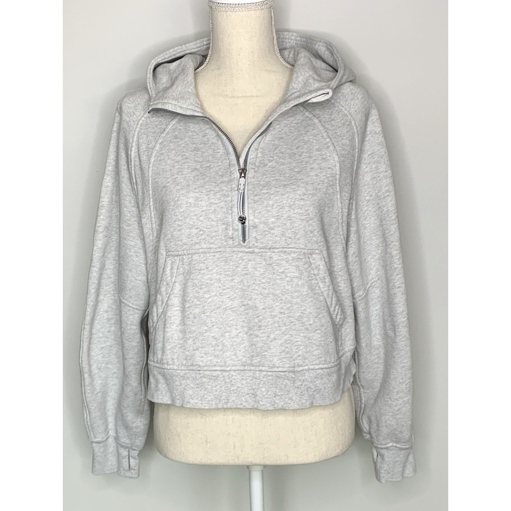 Lululemon Women's M/L Scuba Oversized Half-Zip Cropped Hoodie Plush Grey